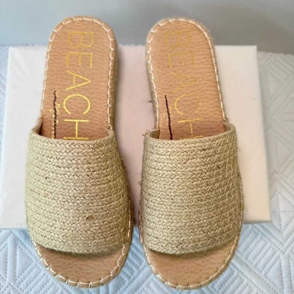 Beach By MATISSE Natural Del Mar Raffia Platform Sandals Size 8